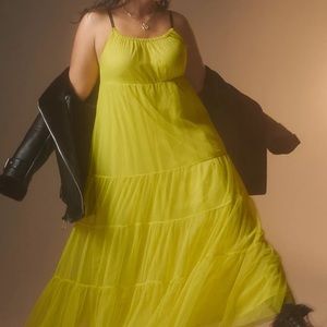 Anthropologie Maeve Sequined Tulle Midi Dress